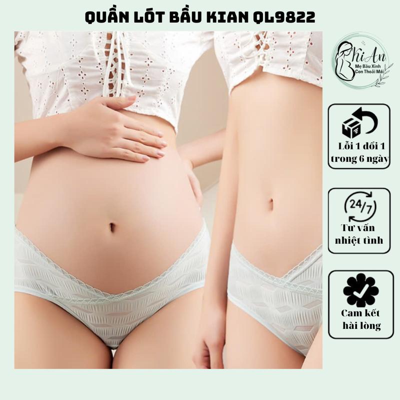Quần lót bà bầu lụa tơ non sóng nước KIAN 9822 cao cấp mặc trước và sau sinh quần chip cạp chéo tránh vết mổ quần lót bầu thoáng mát,quần chip mềm mại Voi