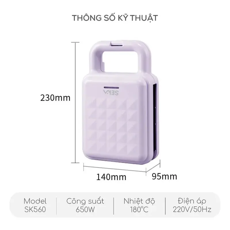 Máy Nướng Bánh Mì Sandwich SEKA SK560 , Máy Kẹp Nướng Bánh Mì Chín Nhanh Đều BH 12 Tháng SP412326266 7
