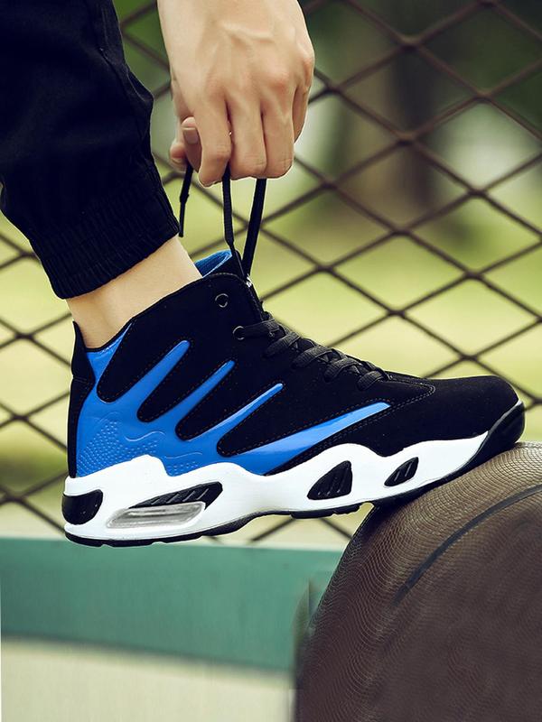 Men's 2024 New Arrival Summer Colorblock Lace Up Front Basketball Shoes, Casual Comfortable High Top Sneakers for Outdoor Sports, Running Shoes for All Seasons Bounciest Basketball Shoes,  High Top Tracks 8