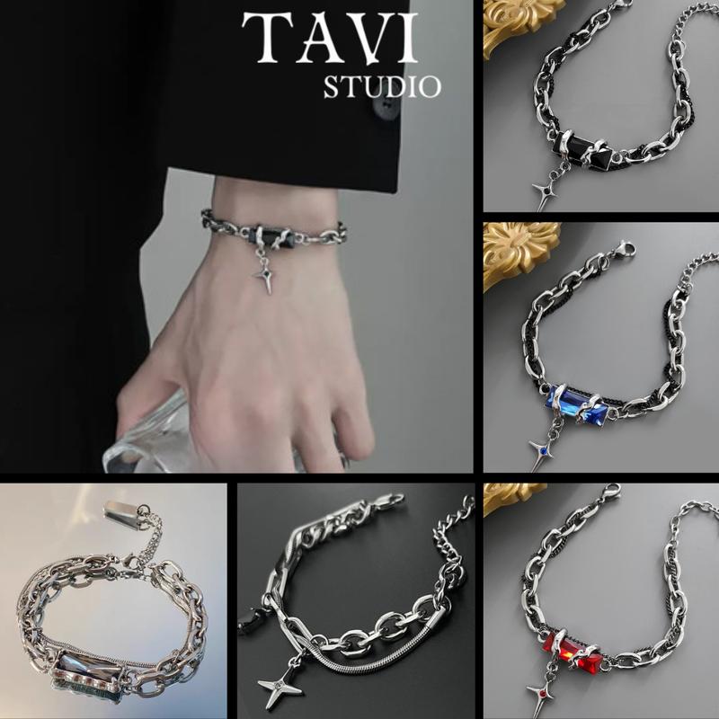 Mua là mê chê thì hoàn về Vòng Tay Nam Nữ Astral Lắc Tay Titan Dây Xích Đôi Màu Bạc Phụ Kiện Trang Sức Cá Tính Phong Cách Hiphop Tavistudio - TẾT