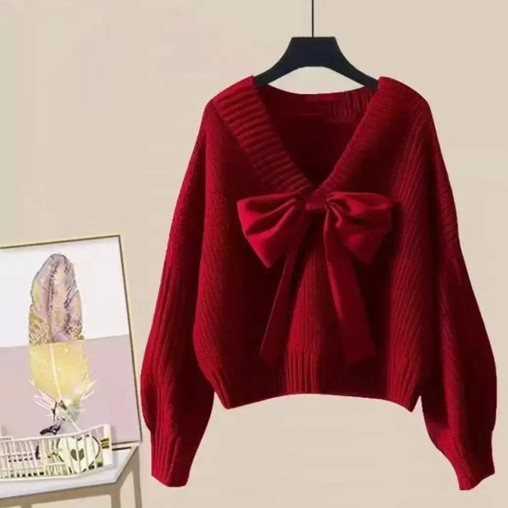 Áo Len Nữ, Thiết Kế Độc Đáo, Nơ Ankela, Phong Cách Thường Ngày Độc Đáo, Thích Hợp Cho Mùa Thu, Dễ Phối Đồ, Hàng Mới Về Năm 2024
