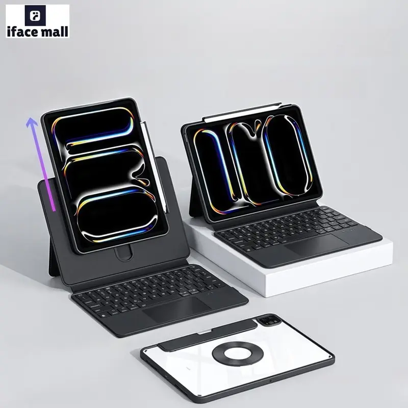 iface mall iPad Air 13-inch ( 2024) Keyboard Case, 360° Rotatable Hover Slide Trackpad, 7-Color Backlit Keyboard for iPad Pro 12.9-inch (3rd Gen/4th Gen/5th Gen/6th Gen) - iPad Air 13-inch (M3) 2025,iPad 10th 0