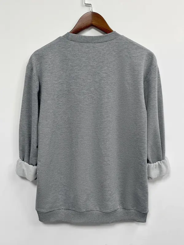 Women's Christmas Tree & Letter Print Round Neck Sweatshirt, Casual Long Sleeve Crew Neck Pullover for Fall & Winter, Women's Clothes for Daily Wear 7
