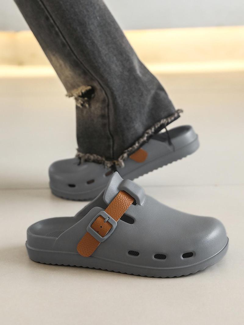 Product Introduction of Men's Casual Plain Color Buckle Sandals, Comfortable Non-slip Waterproof Sandals, Fashionable Beach Sandals for Outdoor Beach 9