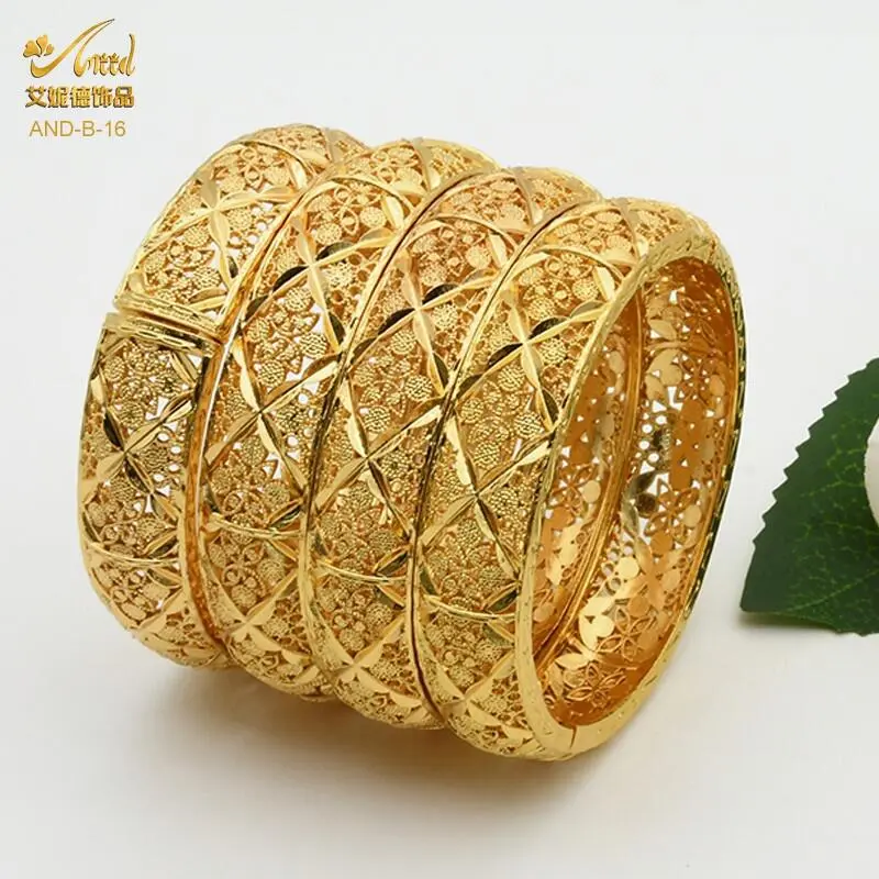 Emas 916 Gold Plated Four-leaf  Hollow-out Bangle Bracelet Gelang Tangan Perempuan Raya Ramadan Wedding Bridal Party Ocns Dubai Indian Jewellery Gifts Mother's Day Women