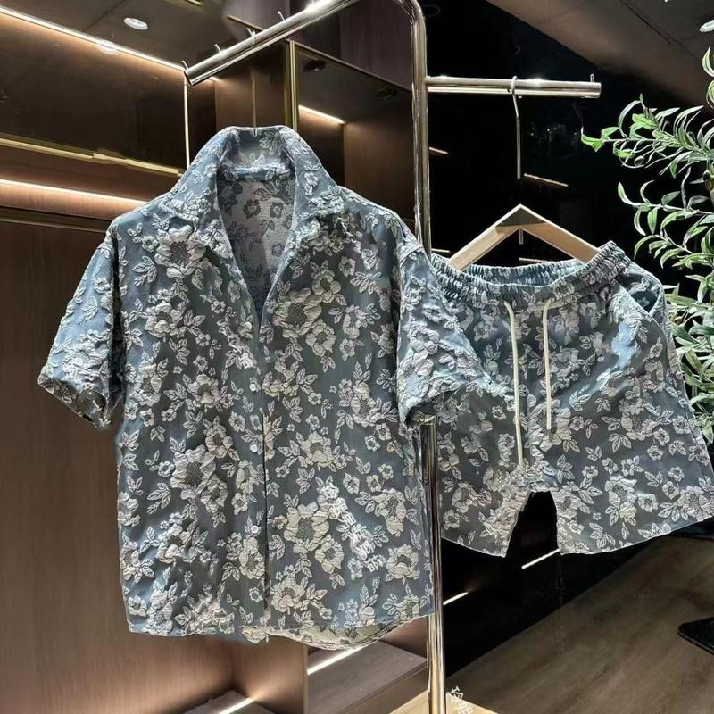 Product Introduction of Bộ Đồ Ngắn Áo Sơ Mi Và Quần Đùi, Bộ Sưu Tập Mùa Hè Mới Của Người, Mỏng Và Dập Nổi, ngắn Tay Nam, Hợp Xu hướng, Ruan Đẹp Trai Và Dáng Rộng, Thích Hợp Cho Bộ Sưu Tập 712 4
