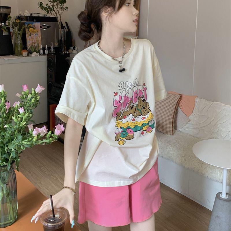 Bộ Đồ Ngủ Nữ, Phong Cách Mùa Hè, Áo Sơ Mi ngắn Tay Và Quần Đùi, Thiết Kế Hoạt Hình Dễ Thương Và Tươi Mới, Dáng Rộng Thường Ngày Thích Hợp Cho Học Sinh, Có Thể Mặc Được, Bộ Đồ Mặc Nhà do  bolatin 3