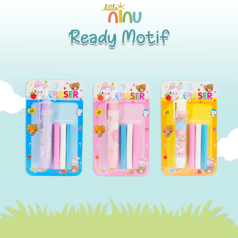 LITTLE NINU Penghapus Pensil Mekanik Eraser Stationary Set Free Refiil 3 Pcs 3