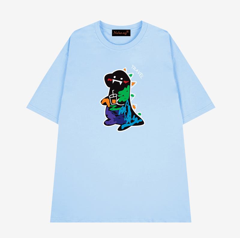 Áo thun nam nữ cổ tròn tay lỡ form rộng Neko.sg HT89 - Cotton 35%, 60% Polyester, 5% Spandex - Women, Top Menswear 5