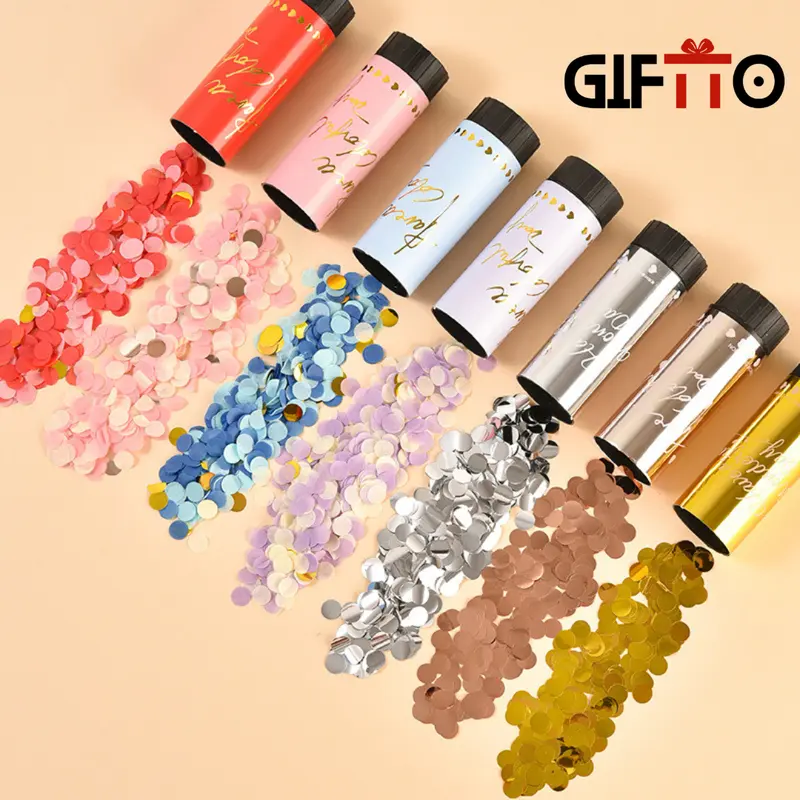 Pháo giấy kim tuyến Confetti 11cm GiftTo - Combo 6 Quả chất lượng cao, Pháo tiệc cưới, sinh nhật 2