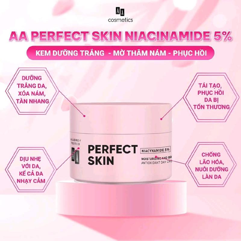 KEM DƯỠNG TRẮNG MỜ THÂM NÁM PHỤC HỒI VÀ TRẺ HÓA AA PERFECT SKIN NIACINAMIDE 5%