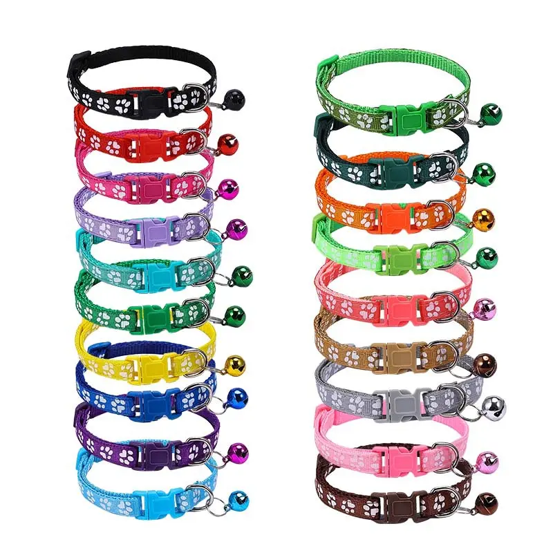 Collar Dog Paw Collar With Bell Safety Buckle Neck for Dog and Cat Puppy Accessories