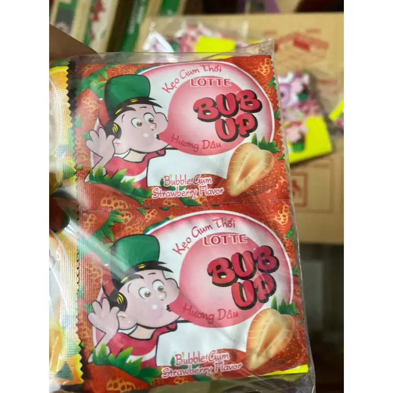 Bán sỉ dây kẹo cao su gum thổi BUB UP Lotte 24 gói 3g hương vị cam, nho, dâu thơm ngon, đồ ăn vặt cổng trường hot nhất bim bim banh dinh 6