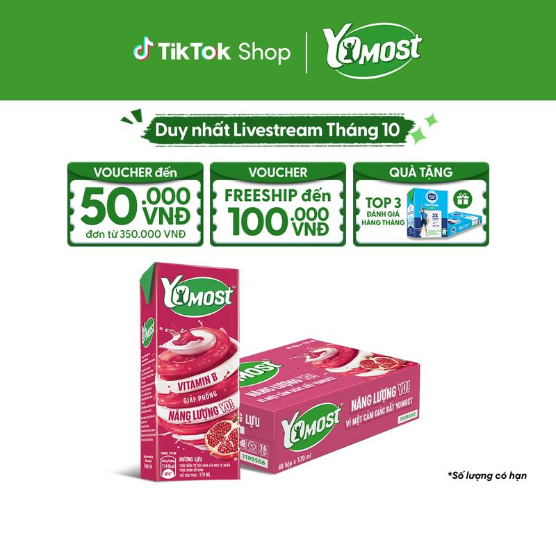 Thùng 48 Hộp Sữa Chua Lên Men Tự Nhiên Yomost Hương Lựu 170ml (48x170ml)