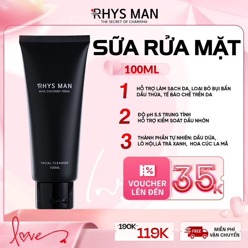 Gel rửa mặt dành cho nam giới RHYS MAN dung tích 100ml - Cosmetic & Làm Đẹp Da - Tẩy Trang