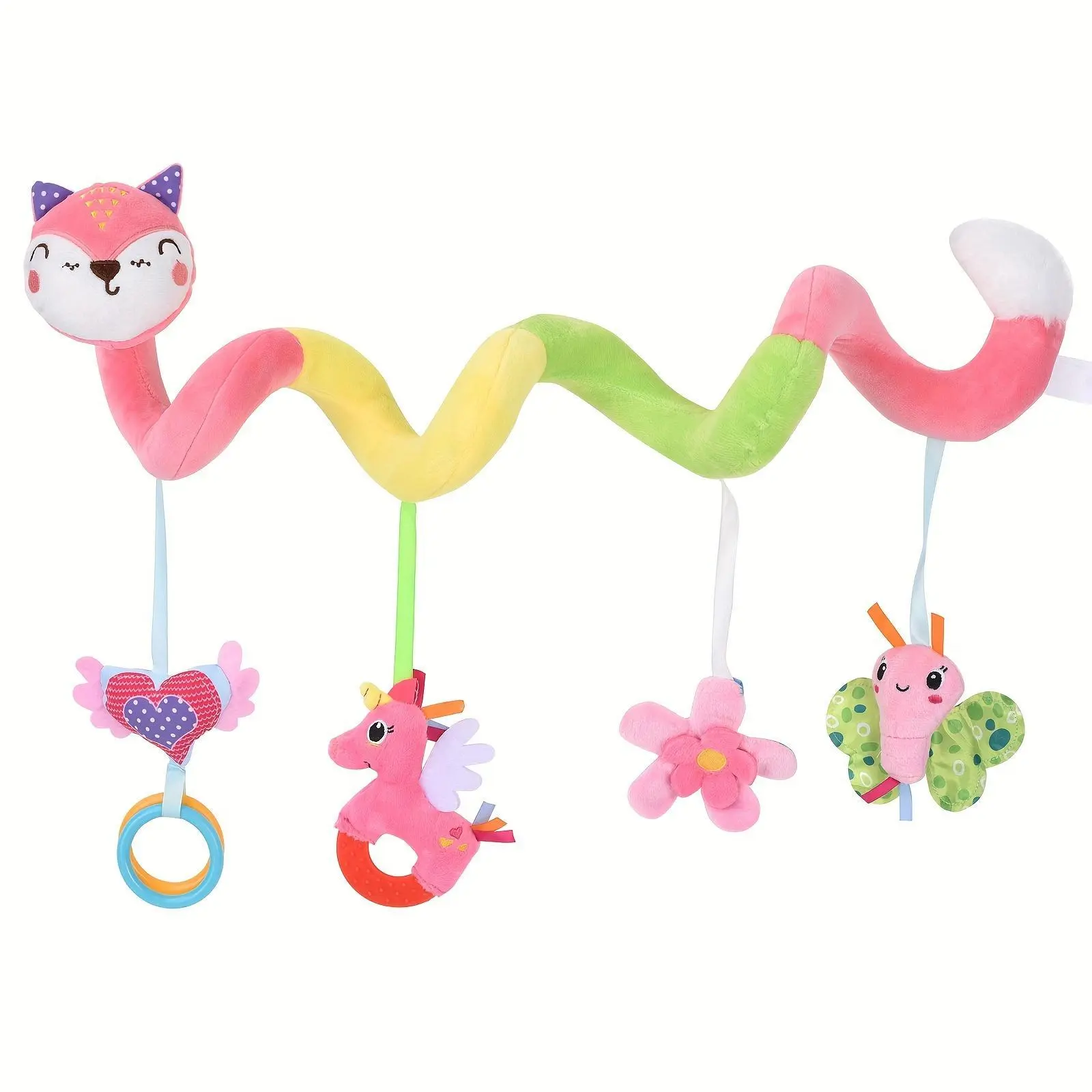 Cartoon Fox & Butterfly Design Baby Rattle Toy, Cute Plush Hanging Toy, Baby Bed Hanging Toy, Early Education & Smart Toy for Baby