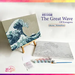 The Great Wave - Paint by Numbers Kit - Painting Kit - 35x25cm - by LukisYuk | paint by number | painting by number | Kanvas Lukis | Hampers Lebaran | Set Alat Lukis | alat menggambar | Bartega | Sanjunipero | by Painters | Paintinc | Erika | DIY