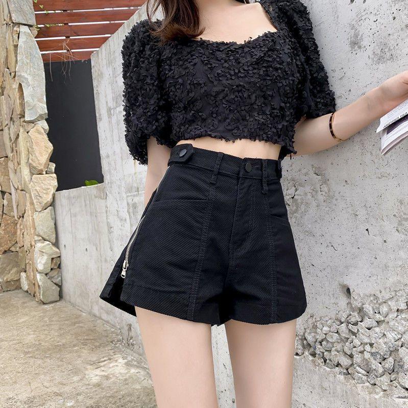 Quần Short Denim Bó Sát Cạp Cao, Quần Short Mùa Hè Nữ, Hàng Mới Về, Phong Cách Hàn Quốc, Chữ A Dáng Rộng Rãi, Ống Rộng, Dễ Phối Đồ Thường Ngày Quần Hot 4
