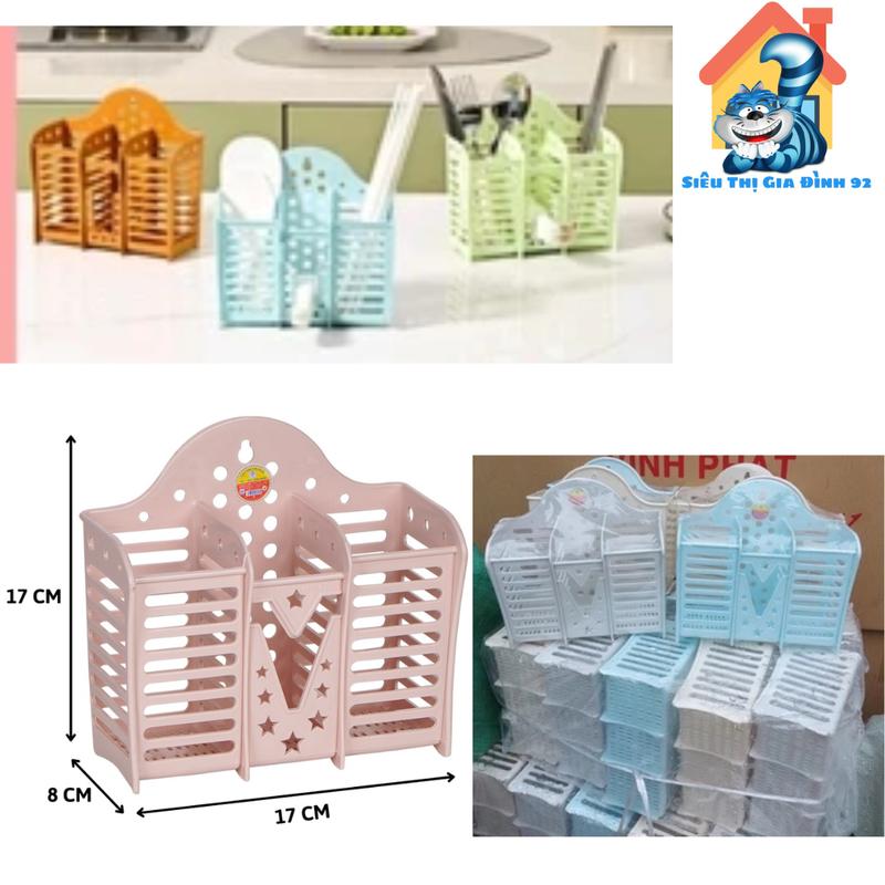 Ống Đựng Đũa Nhựa 3 Ngăn Việt Nhật 2708 giỏ để đũa muỗng nhựa
