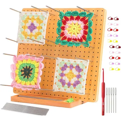 Forsaken Crochet Blocking Board And Pins Granny Square Wooden Blocking Board Knitting Blocking Mat For Knitting And Crochet Projects