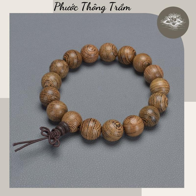 Chuỗi đeo tay, vòng phong thủy cho nam bằng gỗ Mân Côi, phong cách tối giản kích thước 12mm * 17 hạt Phụ Kiện - Phước Thông Trầm Caro vòng trầm hương Móc Khoá