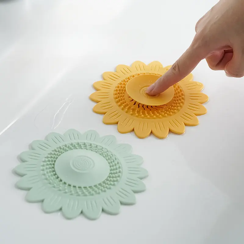 New Sunflower Deodorant Silicone Floor Drain Mat Washbasin Mat Sink Mat Sink Anti-clogging Hair Filter Mat