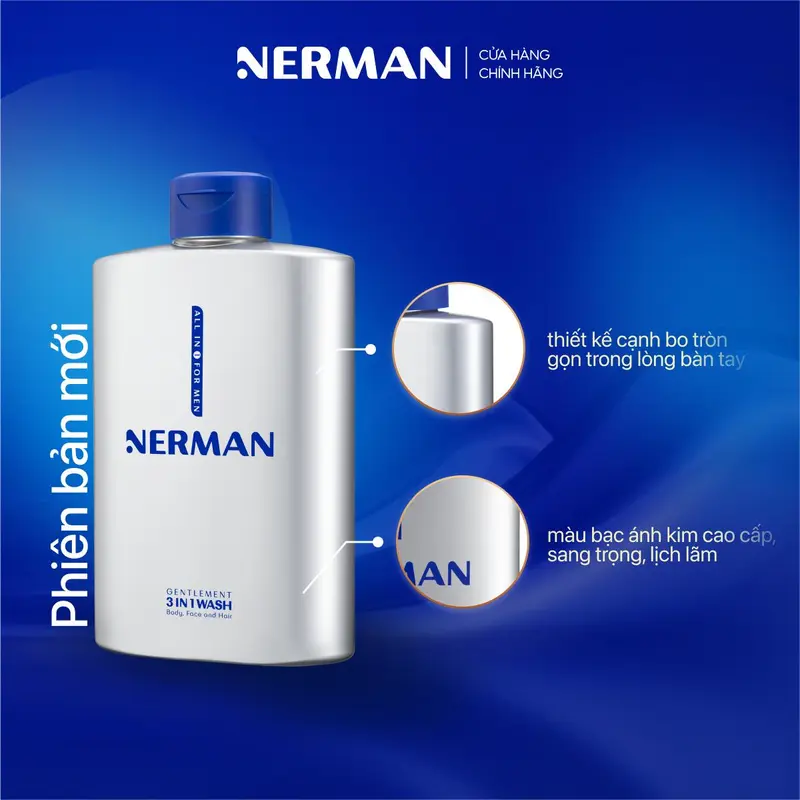 Combo lịch lãm Nerman - Sữa tắm gội cho nam 350ml & DDVS nam giới 100ml NER 3