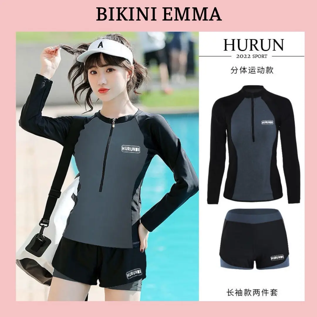 (4 Size M, L, XL, XXL) Đồ Bơi Thể Thao In Chữ EMMA 2 Lớp Dày Dặn, Chống Nắng, Che Khuyết Điểm