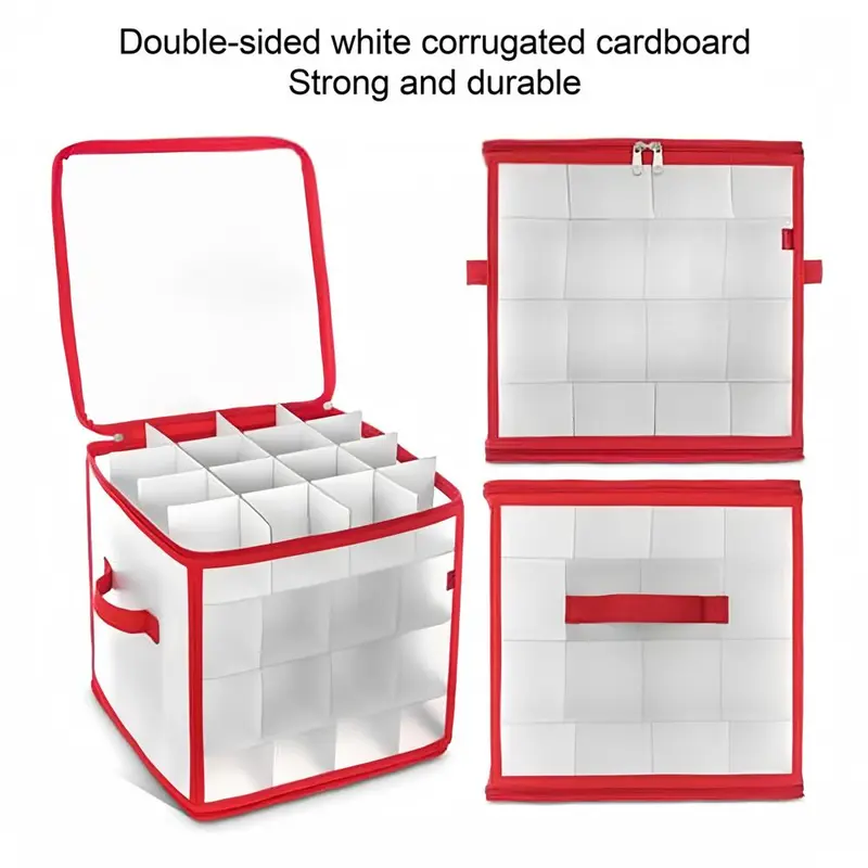 64 Grid Storage Box for Christmas Ball, 1 Count Transparent Foldable Storage Box with Handle, Christmas Ball Storage Organizer, Christmas Essentials 4