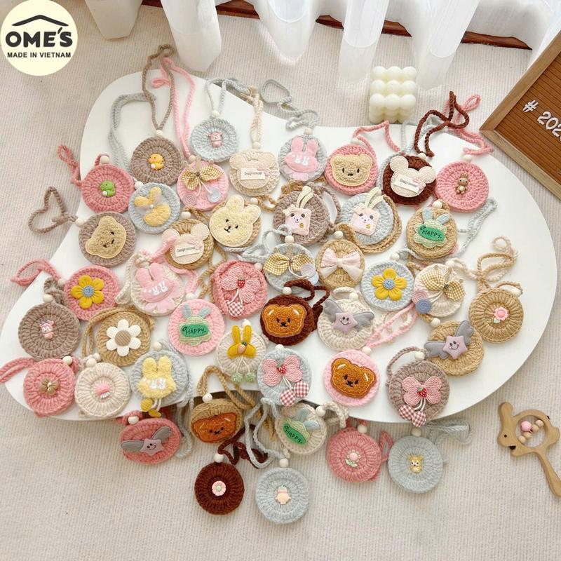 Túi Đựng Tỏi OME’S Kèm Hạt Dâu Tằm Cho Bé Đeo - Túi Len Đựng Tỏi Hình Gấu, Hoa Quả Cho Bé Sơ Sinh