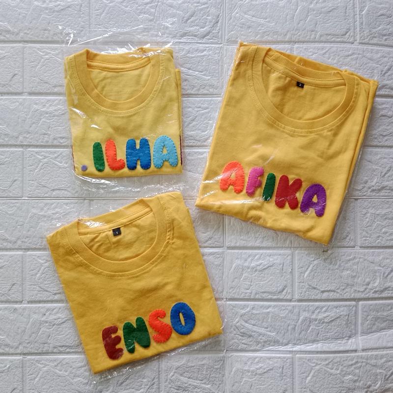 Product Introduction of kaos nama anak bahan Katun kombad adem untuk anak laki-laki dan perempuan usia 0-13 tahun lengan pendek 4