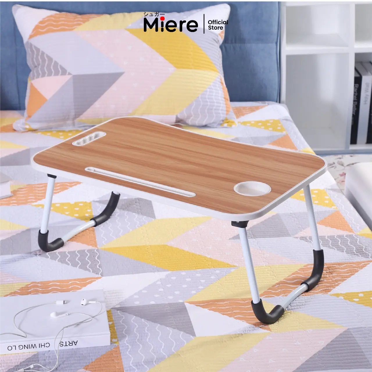 Miere Home - Meja belajar lipat Untuk Anak portable Bergambar Karakter Polos Meja lipat Meja laptop Serbaguna
