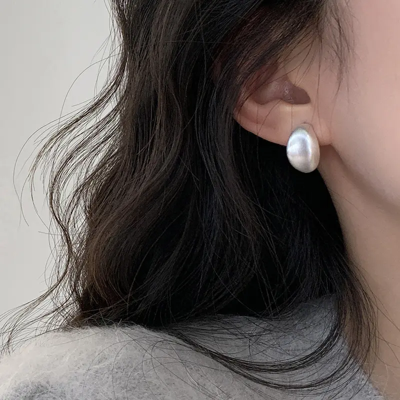 Classic minimalist brushed earings stud silver 925 High quality daily commuting earrings for women fresh layering style party jewelry gift