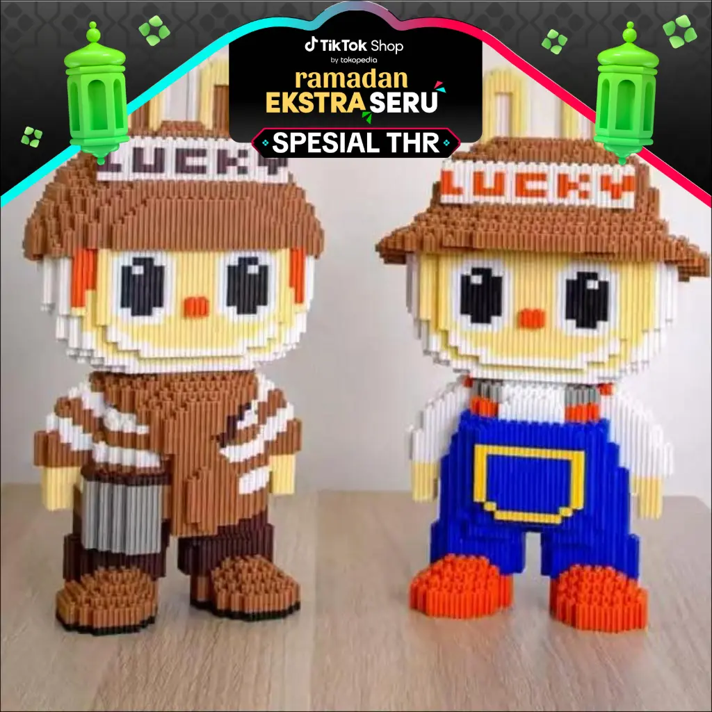 Nano Blocks The Monster Exciting Labubu Toffee Series 3D Model, Mainan Blok Susun, Blok Konstruksi DIY Bricks Magic Block Anime Figure Dekorasi Hiasan Karakter Animasi, Hadiah Kado Anak