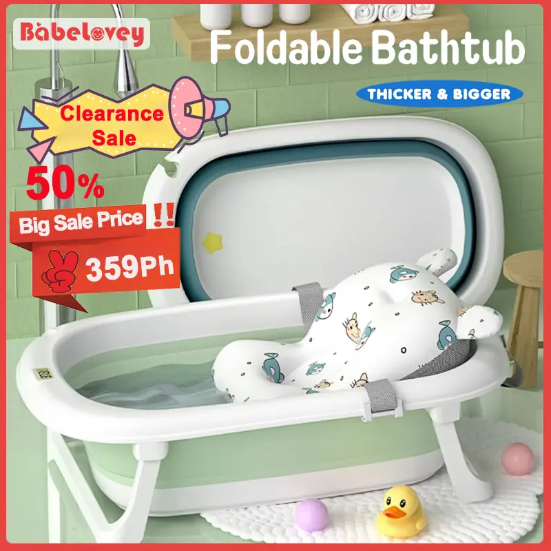 Clearance Sale Foldable Baby Bath Tub Kids Bathing Tubs Washing Adjustable Non-Slip Bathtub Net 0-8 Year