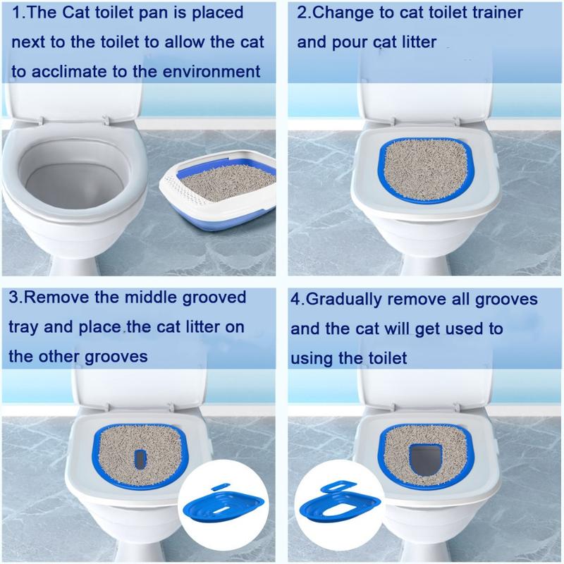 Product Introduction of Fashion Lightweight Universal Open Type Plastic Reusable Toilet Training Seat Cat Toilet Trainer Cat Litter Box Mat Pet Accessories 9