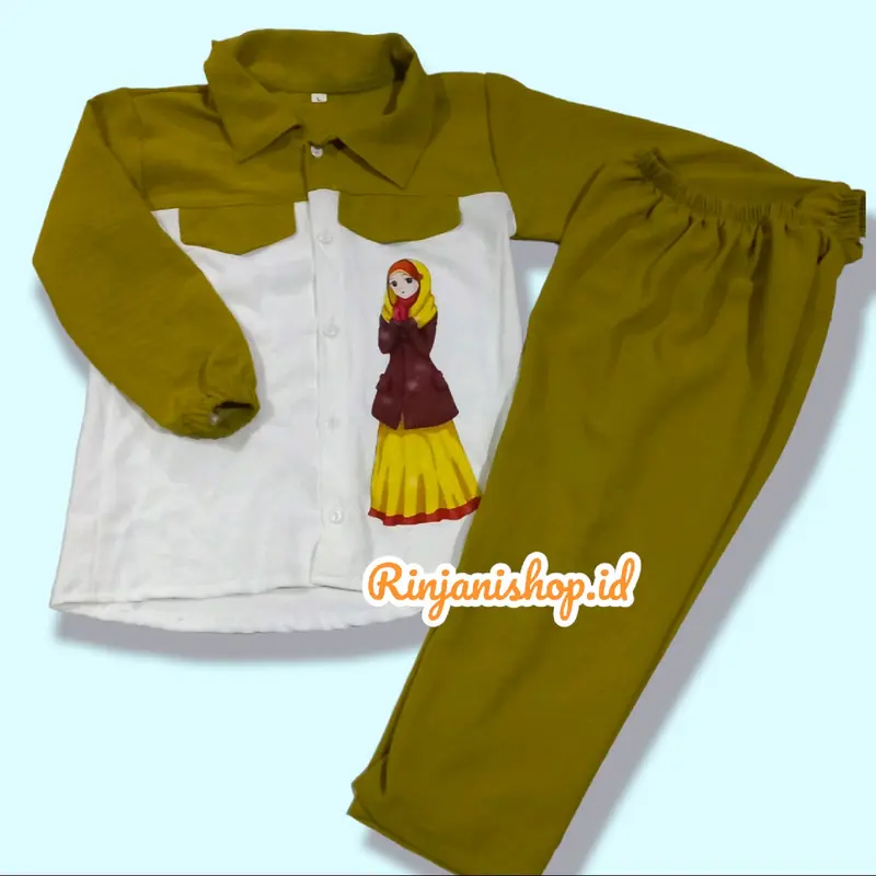 Setelan Kemeja Anak Perempuan Bahan Crincle Airflow 1