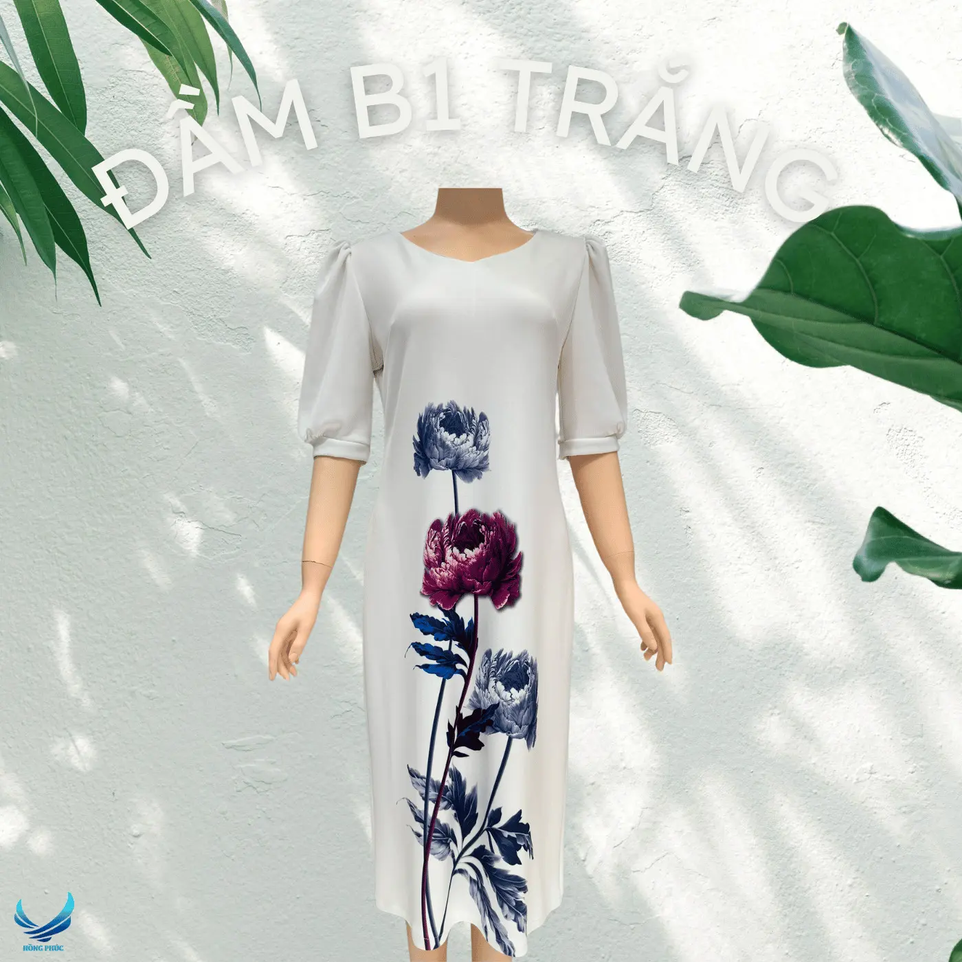 Đầm Dáng Suông Trung niên B1 (50-87kg) - Thời trang bigsize Hồng Phúc