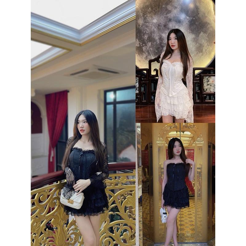 [ Có Bigsize+ kèm tag nơ ) SET ÁO CORSET TRỄ VAI CHÂN VÁY MAXI DÁNG DÀI TÔN DÁNG BYY CARROTSHOP( có gọng định hình eo ) 4