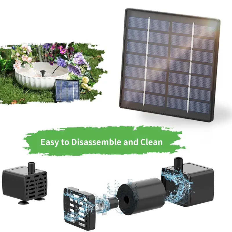 Solar Powered Fountain Pump, 1 Count Solar Fountain Pump with 6 Nozzles, Outdoor Water Feature for Bird Bath, Pond, Garden, Fish Tank 5