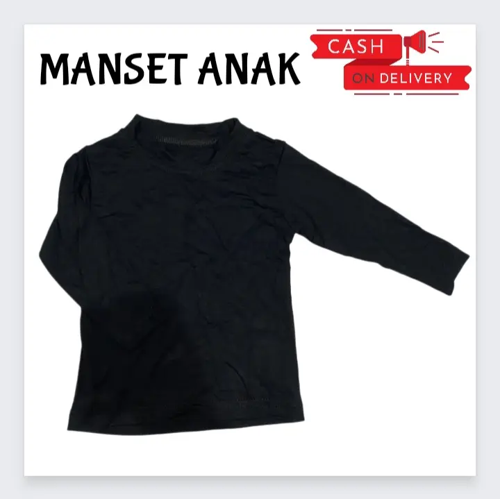 Baju Manset Anak Usia 1-10 Tahun Warna ( Hitam ) Baju Manset Bayi Laki-laki dan Perempuan Lengan Panjang Rayon Super Premium..