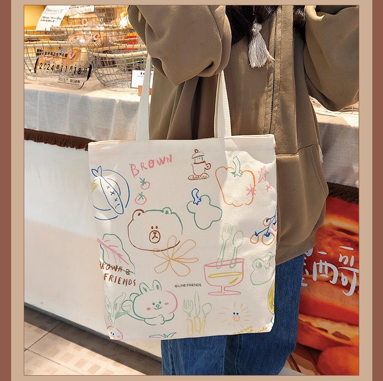 Product Introduction of Official Brown Bear Canvas Bag 2025 New Student Artistic Shoulder Bag| Men's Study Tote 21