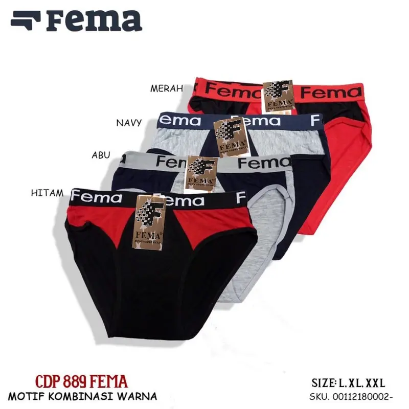 12Pcs Celana Dalam Pria Chuan Kedo Fema 889 Katun Nyaman  Spandex Dewasa 0