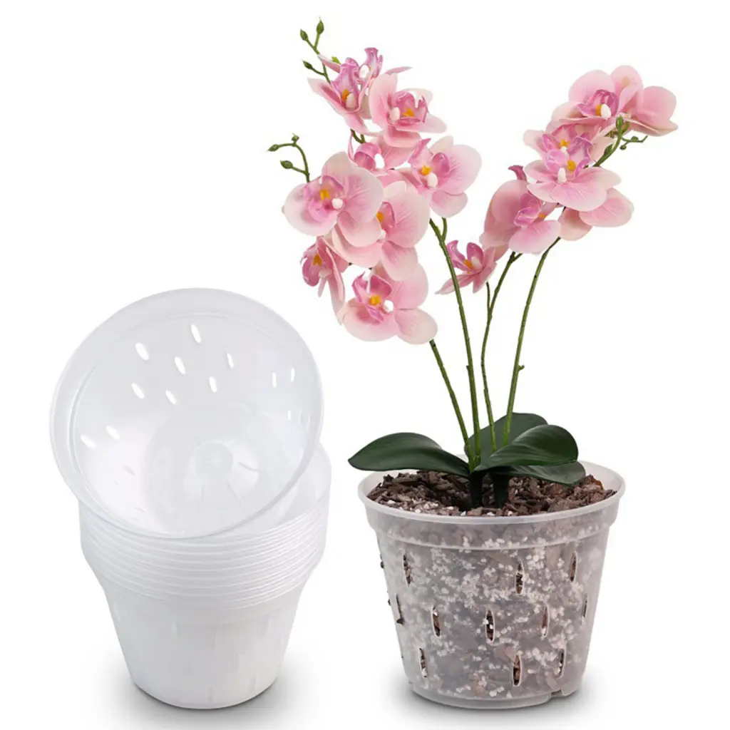 Songbaopa Indoor Plant Pots Orchid Pots with Drainage Holes Ventilated Clear Orchid Pot for Healthy Indoor Outdoor Orchids Reusable Plastic Flowerpot with Holes for Repotting