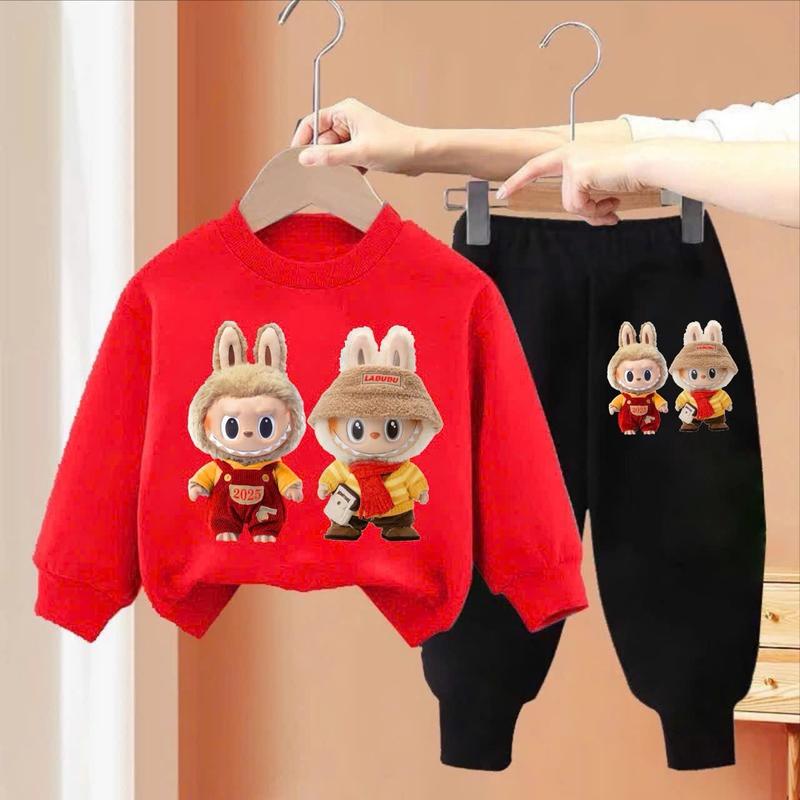 Bộ Thu Đông LABUBU Đôi Bạn cho Bé Trai và Bé Gái từ 5-29kg - Chất Nỉ Da cá Mềm Mịn Dày Dặn Ấm Áp - Sandal