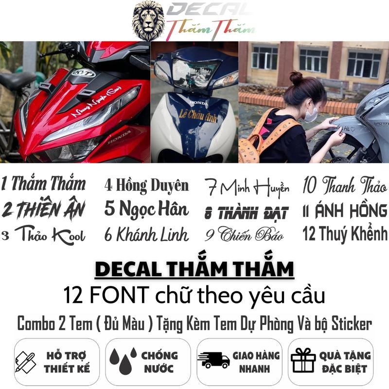   2 Tem  Chữ  Ký Dán Xe - Nhiều Kiểu Chữ Kích Cỡ Màu Sắc - Tem Tên Dán Xe - Theo Yêu Cầu Khách Hàng - Cá Nhân Hoá Cho Xe của bạn 