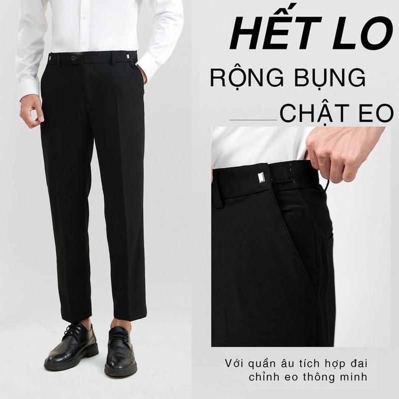 Quần âu nam KEN.STORE, quần tây nam sidetab lưng cao dáng baggy cạp có đai chỉn