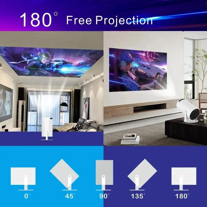 Smart HY300-A RAM 2/16 GB Projector 4K HD Android Dual WIFI 6.0 6000 Lumens Bluetooth 4