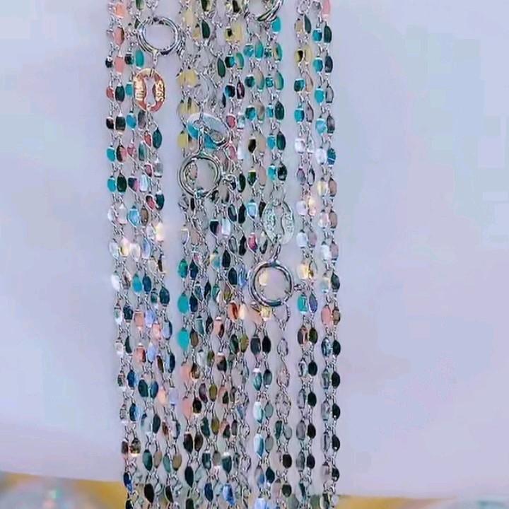  Dây chuyền nữ  .dây  lá me  bạc ý xi bạch kim Women Women Chain 