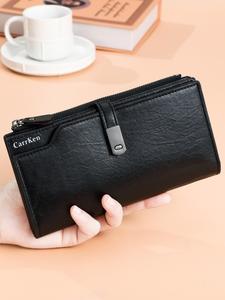Cartera larga de color sólido para mujer, estilo nuevo 2025, cartera con cierre a la moda para uso diario, casual y versátil, de alta calidad y tendencia